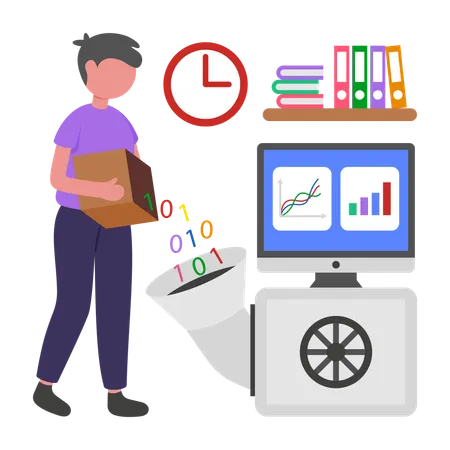 Programmer doing Data Processing  Illustration