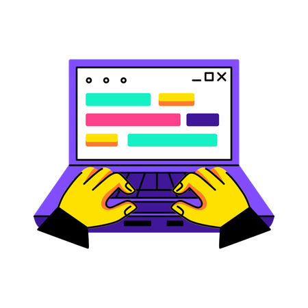 Programmer doing online coding  Illustration