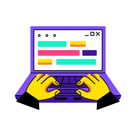 Programmer doing online coding  Illustration