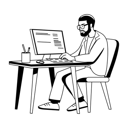 Programmer doing online programming  Illustration