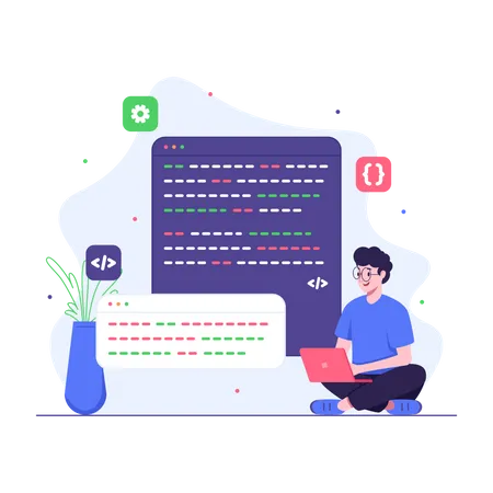 Illustration Of Programmer Doing Website Coding イラスト