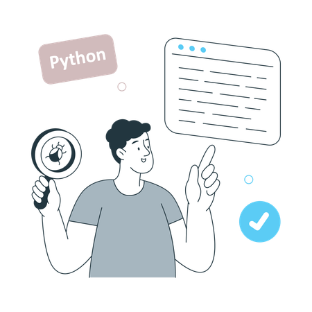 Programmer find python bug in website  Illustration