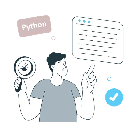 Programmer find python bug in website  Illustration