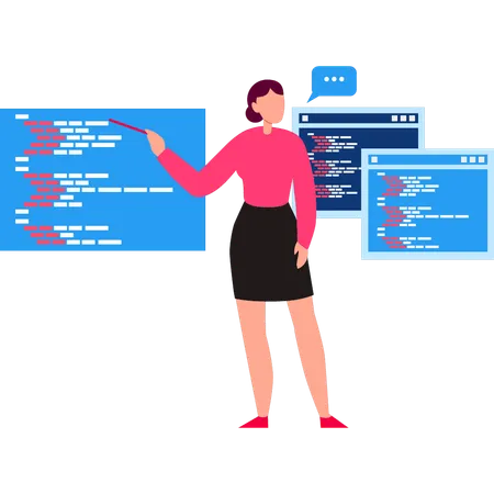 Programmer is analyzing the lines of code  Illustration