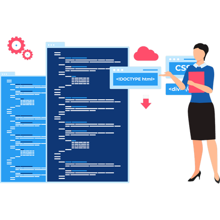 Programmer is doing website maintenance Illustration