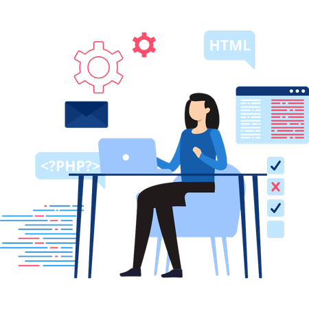 Programmer is doing website maintenance Illustration