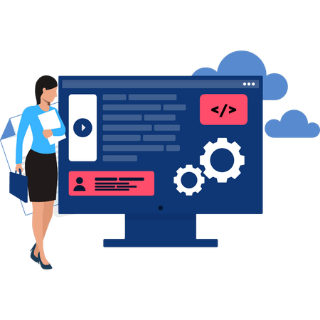 Programmer is doing website maintenance Illustration