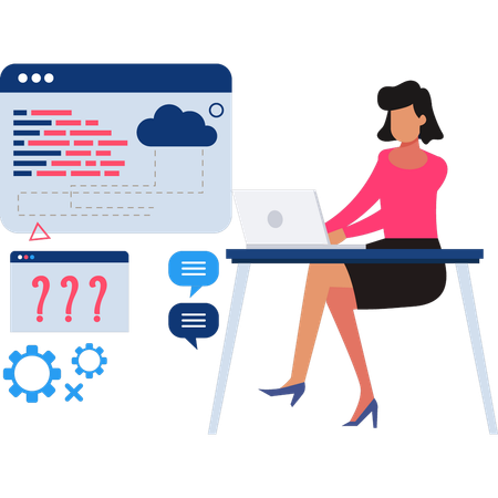 Programmer is doing website maintenance Illustration