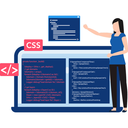 Programmer is writing CSS code  Illustration