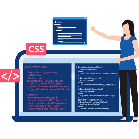Programmer Is Writing CSS Code Illustration