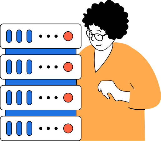 Programmer manages server data  Illustration