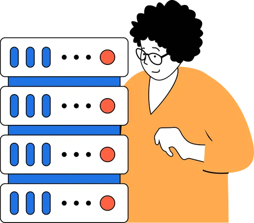 Programmer manages server data  Illustration