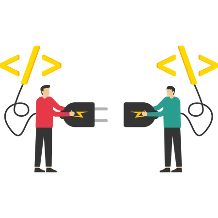 Programmer socket that connects between coding programs  Illustration