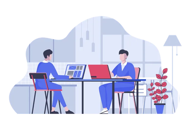 Programmer team creating interface layout and home page in office  Illustration