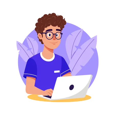Programmer using Laptop  Illustration