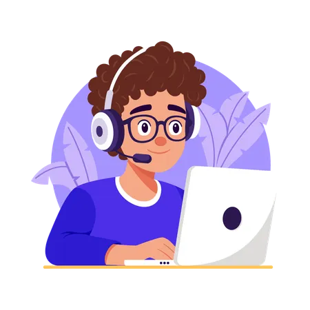 Programmer using Laptop  Illustration