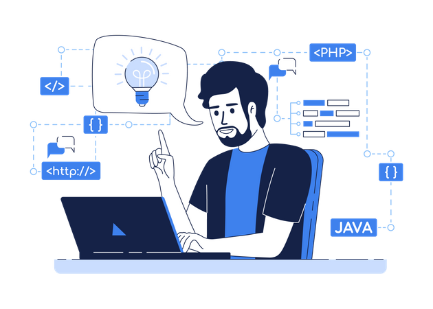 Programmer with new idea  Illustration