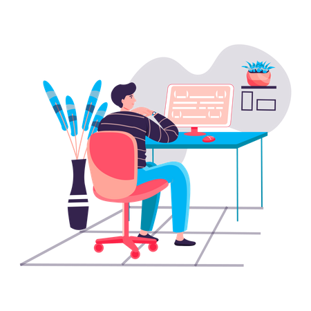 Programmer working at office Illustration
