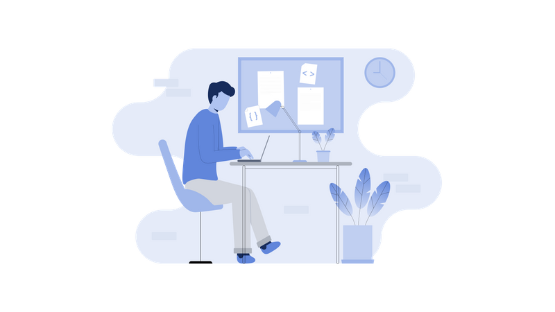 Programmer working from home Illustration