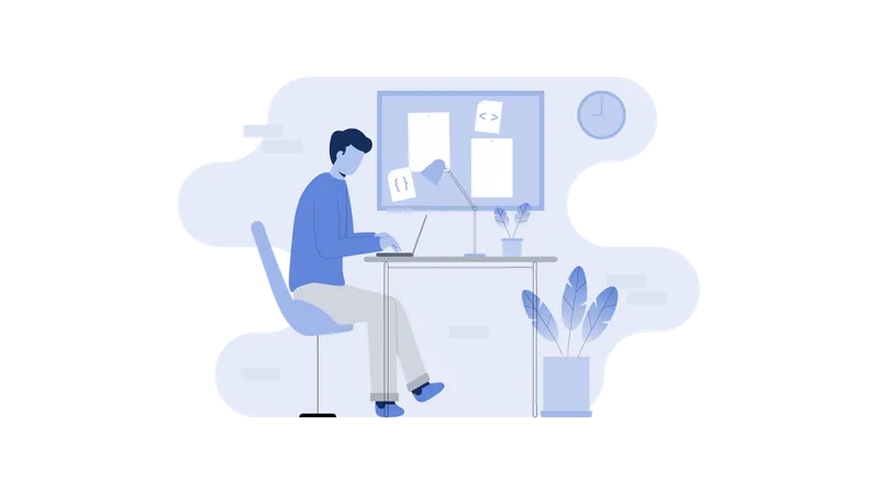 Programmer working from home  Illustration