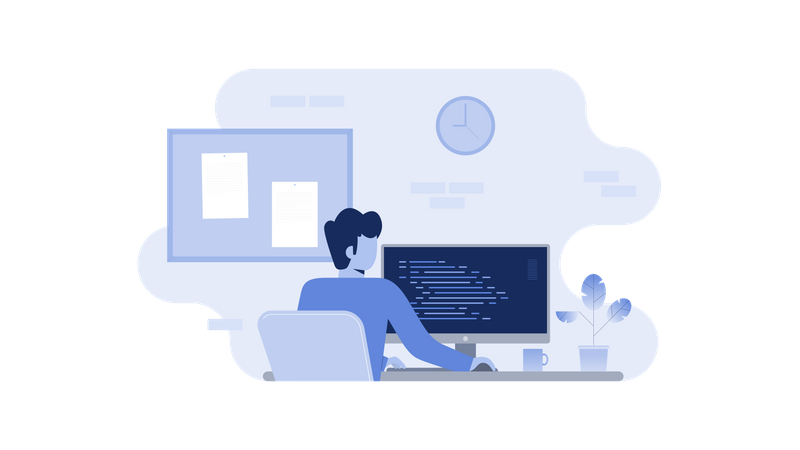 Programmer working from office  Illustration