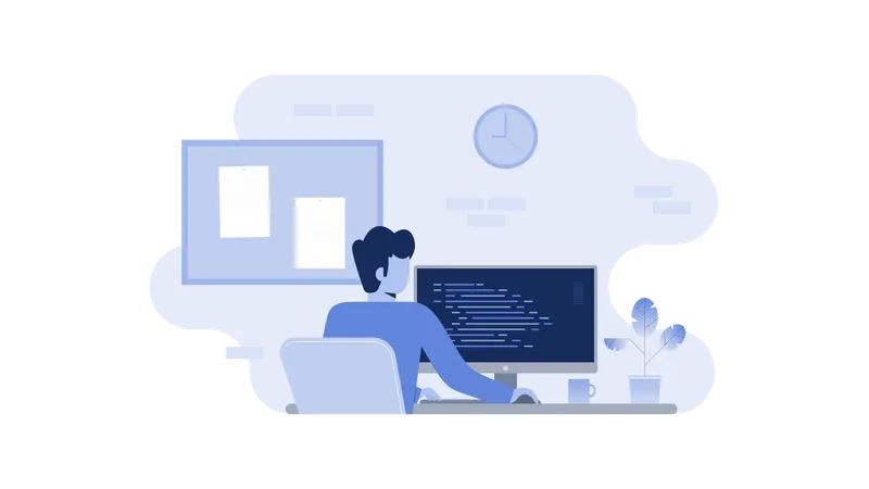 Programmer working from office  Illustration