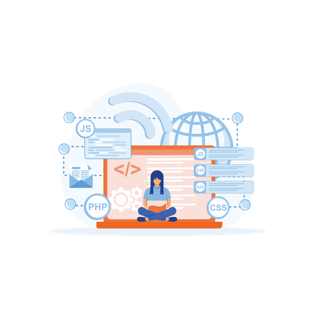 Programmer working on code  Illustration