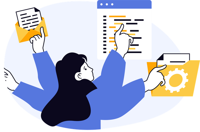 Programmer working on coding  Illustration
