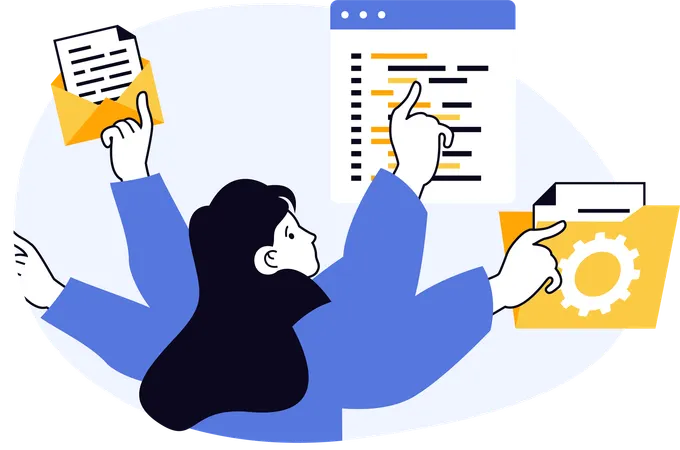 Programmer working on coding  Illustration