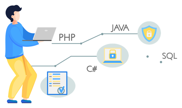 Programmer working on development security  Illustration