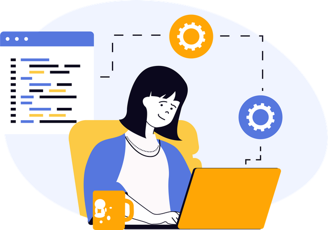 Programmer working on programming lines  Illustration