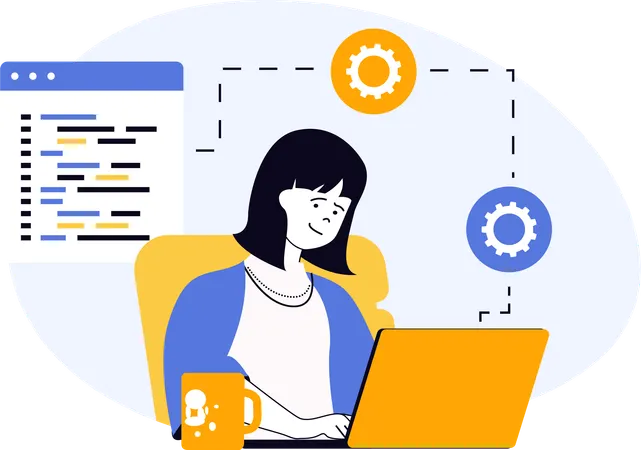 Programmer working on programming lines  Illustration