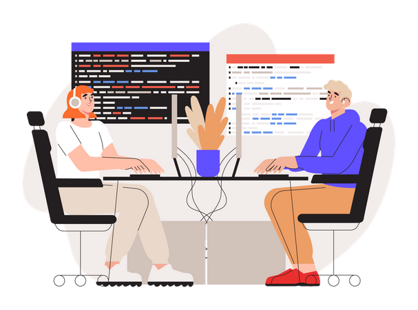 Programmer working on web development Illustration