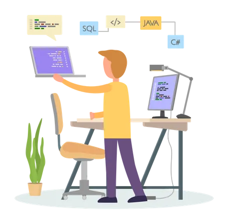 Programmer working on web development  Illustration