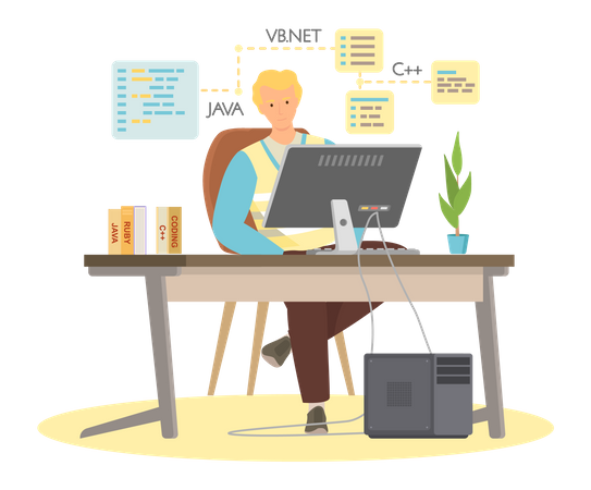 Programmer working on web development  Illustration