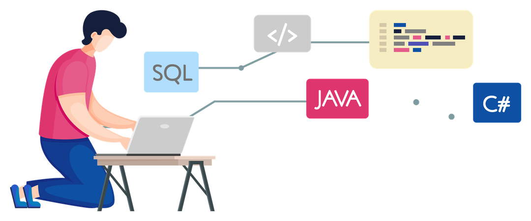 Programmer working on web development  Illustration
