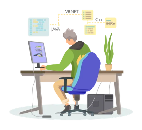 Programmer working on website  Illustration