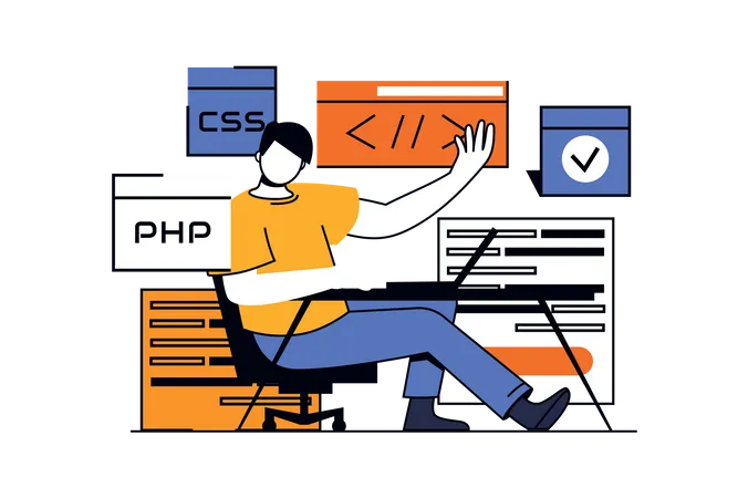 Programmer working on website  Illustration