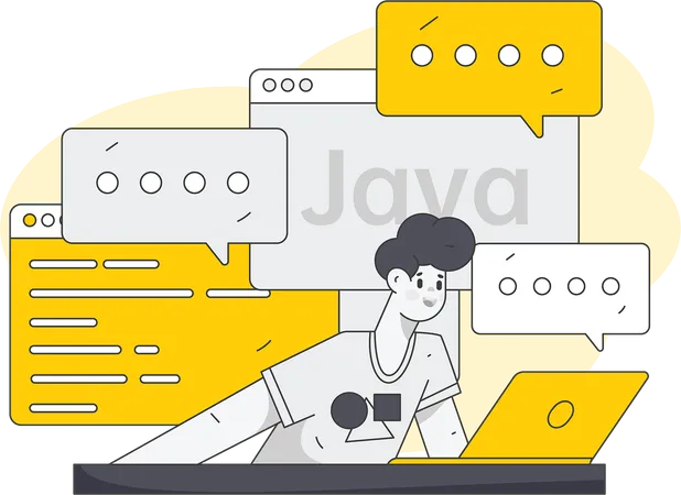 プログラマーはJAVA言語で作業します  イラスト