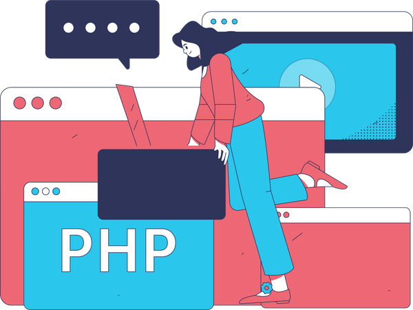 Programmer works on PHP language  Illustration
