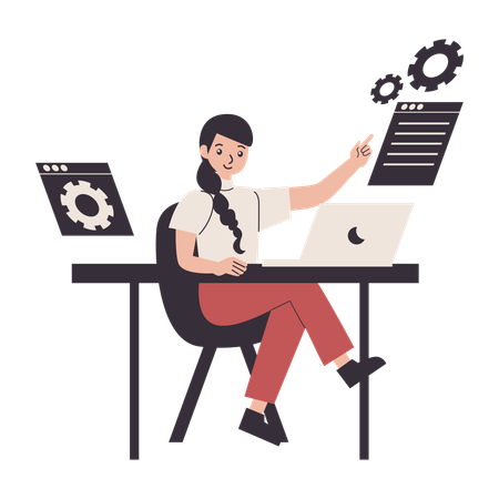 Programmer works on programming lines  Illustration