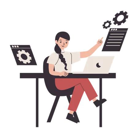 Programmer works on programming lines  Illustration
