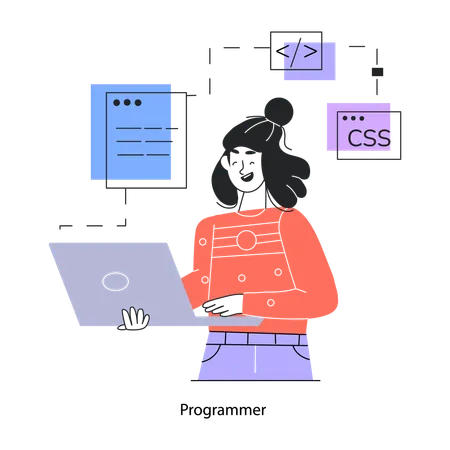 Programmer Writing Programming Lines  Illustration