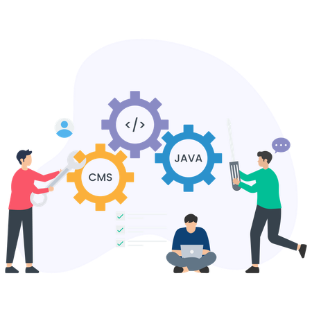 Programmers maintaining website  Illustration