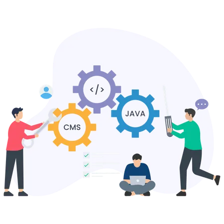 Programmers maintaining website  Illustration