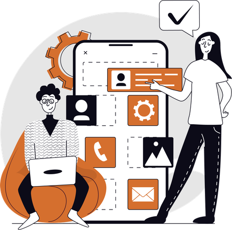 Programmers working on application code  Illustration