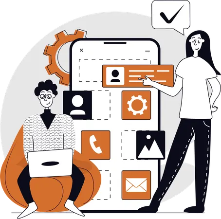 Programmers working on application code  Illustration