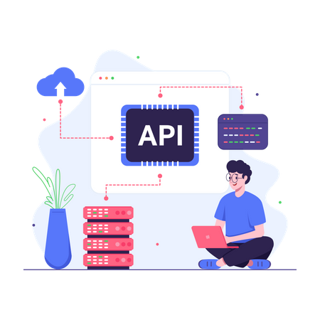 Programmeur effectuant l'intégration d'API  Illustration