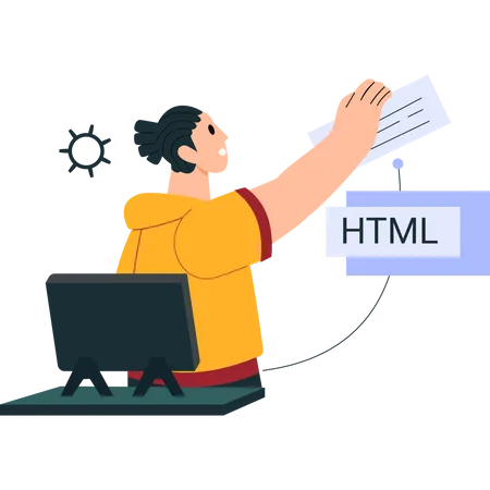 Programmeur HTML faisant du développement Web  Illustration