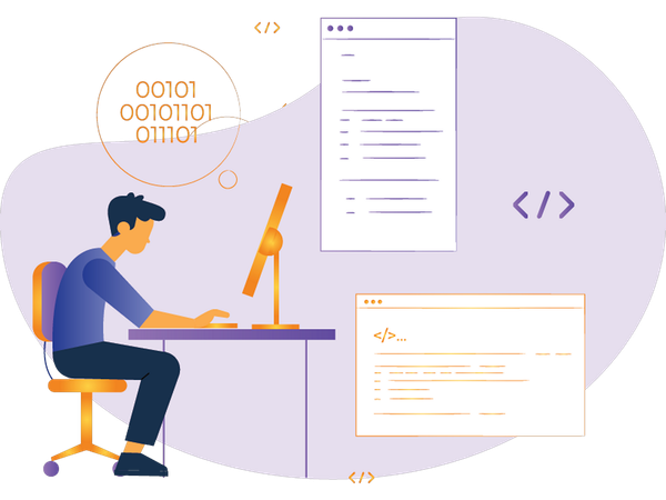 Programmeur masculin travaillant sur le site Web  Illustration